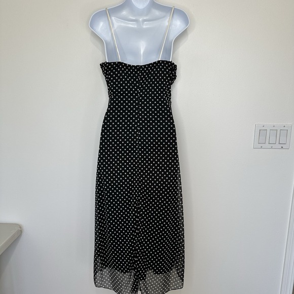 Vtg Y2K Polka Dot Midi Dress Size L Trixxi Black White Hi Lo hem Fairy - Picture 3 of 9